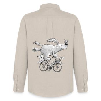 Drolliger Hund Auf Fahrrad Comic Radfahrer - Männer Oxford Hemd von Stanley/Stella - Beige - Hinten - AI Model Male 185 dark (185cm)