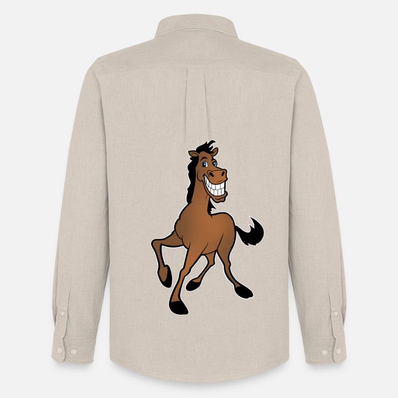 Pferd - Männer Oxford Hemd von Stanley/Stella - Beige