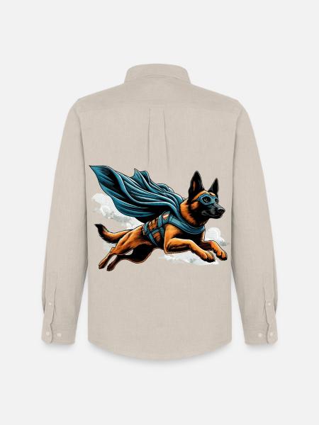 Super Dog Belgian Shepherd Cape Gift - Men's Oxford Shirt by Stanley/Stella - beige