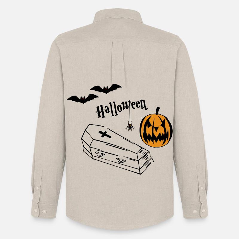 Halloween Kürbis Silhouette - Männer Oxford Hemd von Stanley/Stella - Beige