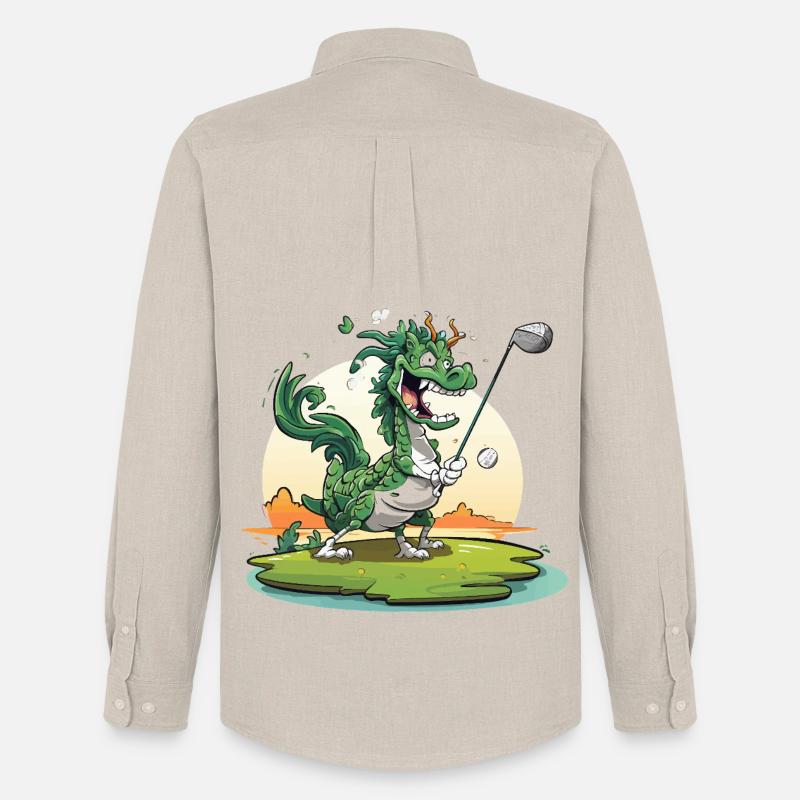 Golfender Drache am Tee - Männer Oxford Hemd von Stanley/Stella - Beige