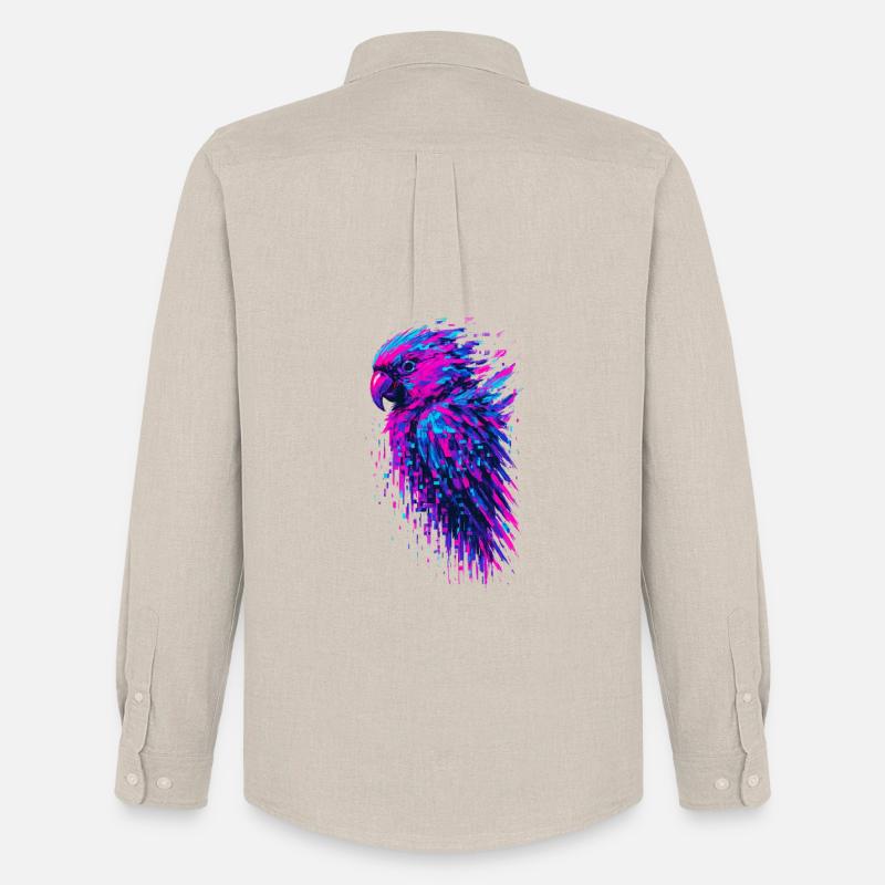 Papagei-Glitch-Kunst Cyber-Vibration - Männer Oxford Hemd von Stanley/Stella - Beige