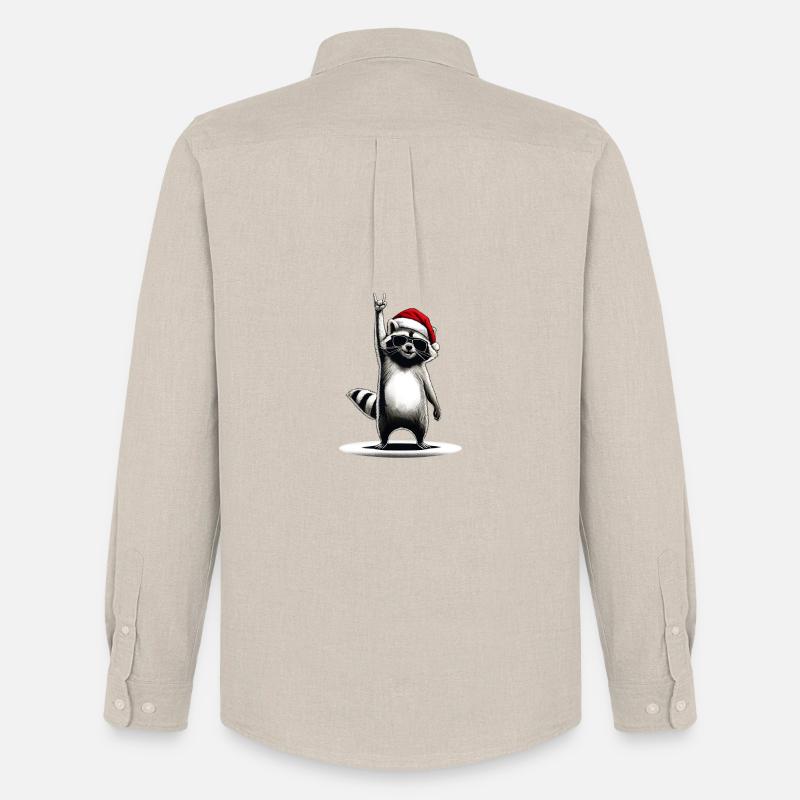 Weihnachtswaschbär - Männer Oxford Hemd von Stanley/Stella - Beige