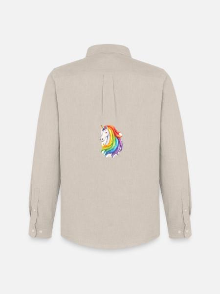Regenbogen-Einhorn-Geist-Tiergeschenk - Männer Oxford Hemd von Stanley/Stella - Beige