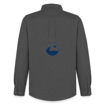 Circle Waves Sun Logo - Men's Oxford Shirt by Stanley/Stella - anthracite - Back - AI Model Male 185 dark (185cm)