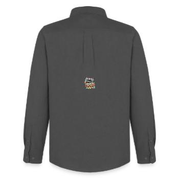 Cassettes rétro colorées - Chemise Oxford homme Stanley/Stella - charbon - Dos - AI Model Male 185 dark (185cm)