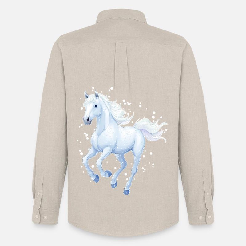 Pferd mit Schneeflocken - Männer Oxford Hemd von Stanley/Stella - Beige