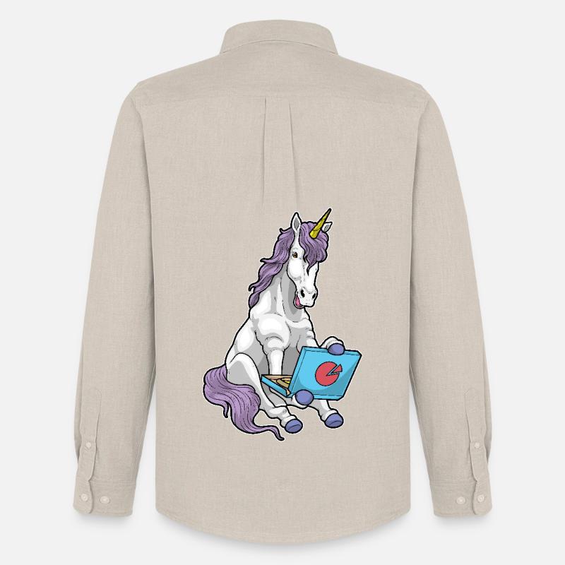 Einhorn Pizza - Männer Oxford Hemd von Stanley/Stella - Beige