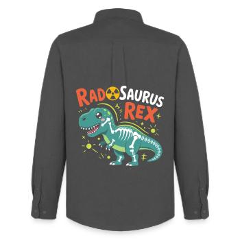 RadSaurus Rex Neon Dino - Chemise Oxford homme Stanley/Stella - charbon - Dos - AI Model Male 185 dark (185cm)