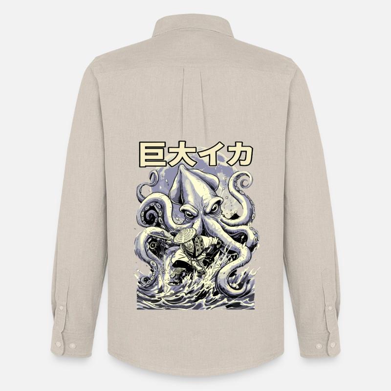 Fischer vs Kraken Japanischer Retro Style  - Männer Oxford Hemd von Stanley/Stella - Beige