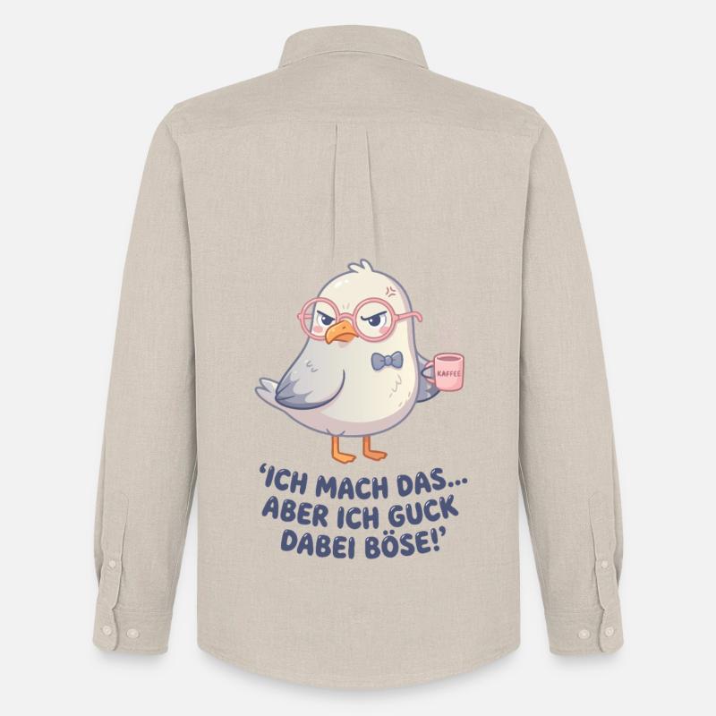 Möwe Kaffee Spruch - Männer Oxford Hemd von Stanley/Stella - Beige