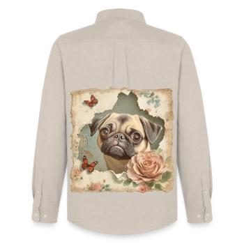 Mops Vintage - Männer Oxford Hemd von Stanley/Stella - Beige - Hinten - AI Model Male 185 dark (185cm)