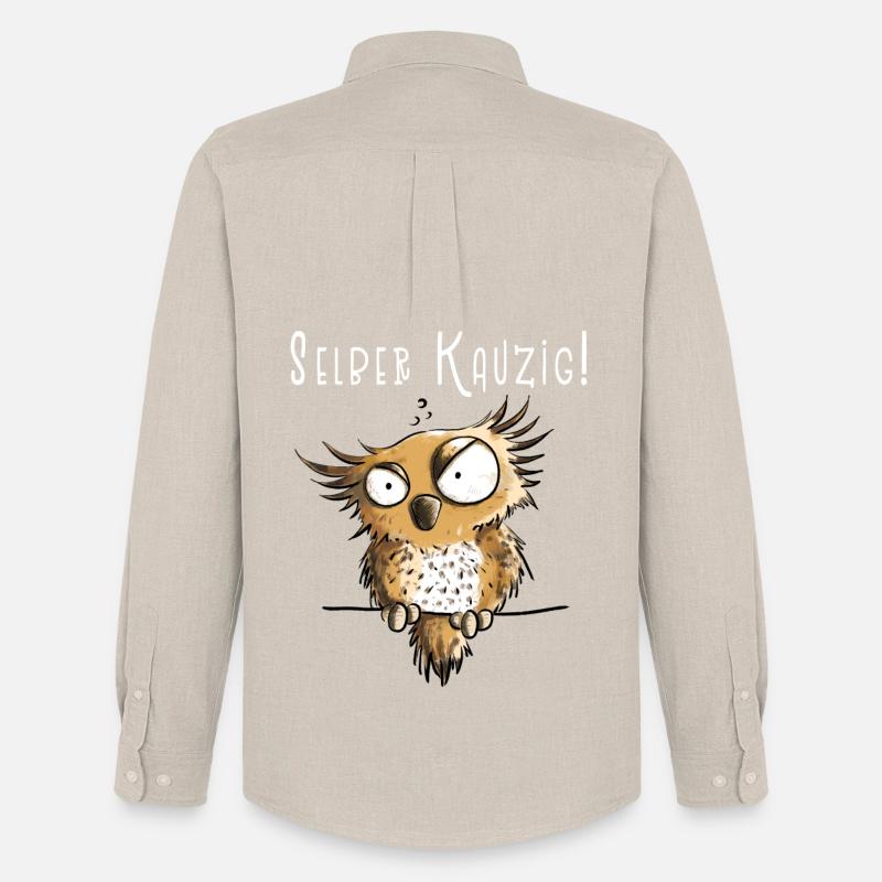 Selber Kauzig Eule Funmotiv Mit Spruch - Männer Oxford Hemd von Stanley/Stella - Beige