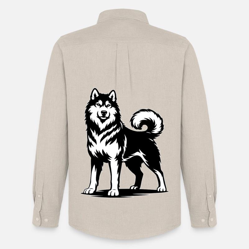 Alaskan Malamute in stolzer Pose - Männer Oxford Hemd von Stanley/Stella - Beige