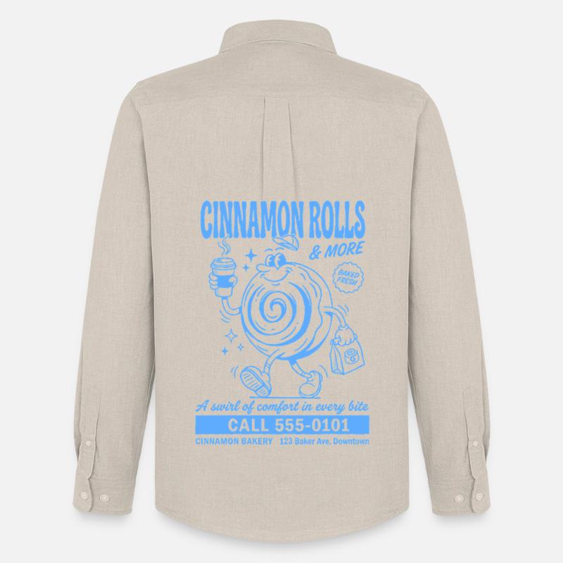 Retro Cinnamon Roll Bakery - Männer Oxford Hemd von Stanley/Stella - Beige