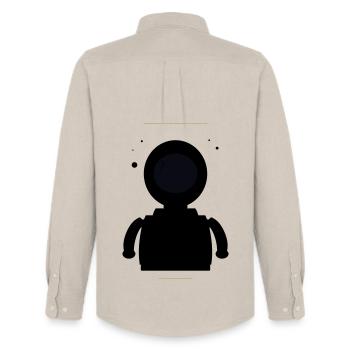 Minimalist Black Moon - Men's Oxford Shirt by Stanley/Stella - beige - Back - AI Model Male 185 dark (185cm)