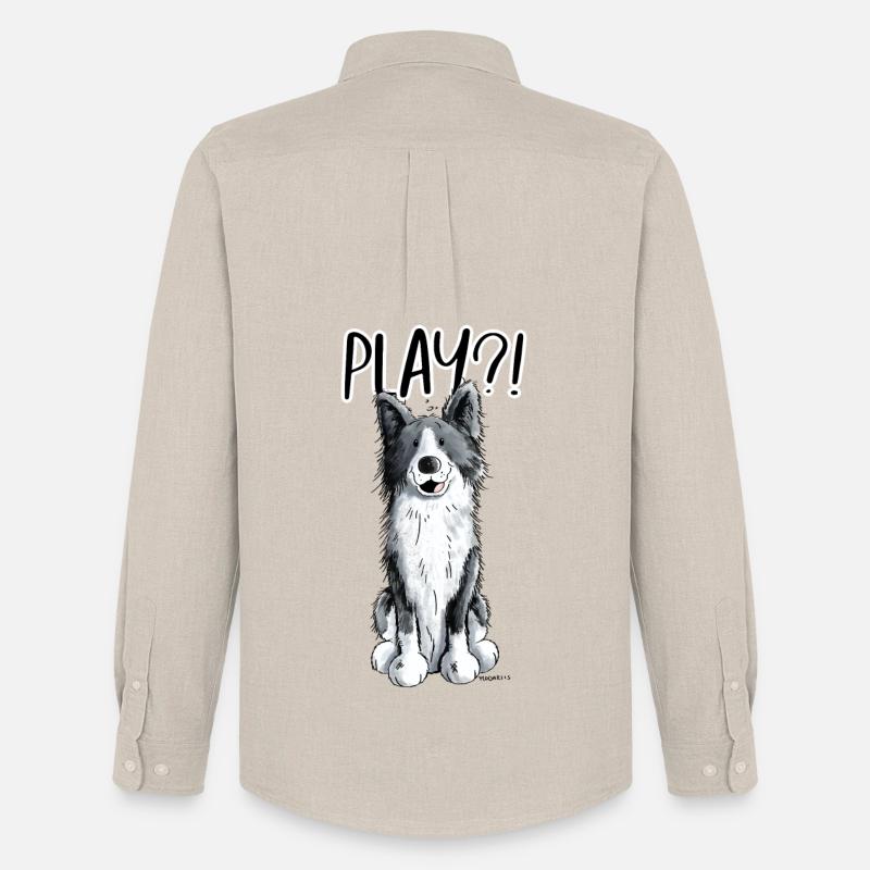 Border Collie Play - Männer Oxford Hemd von Stanley/Stella - Beige