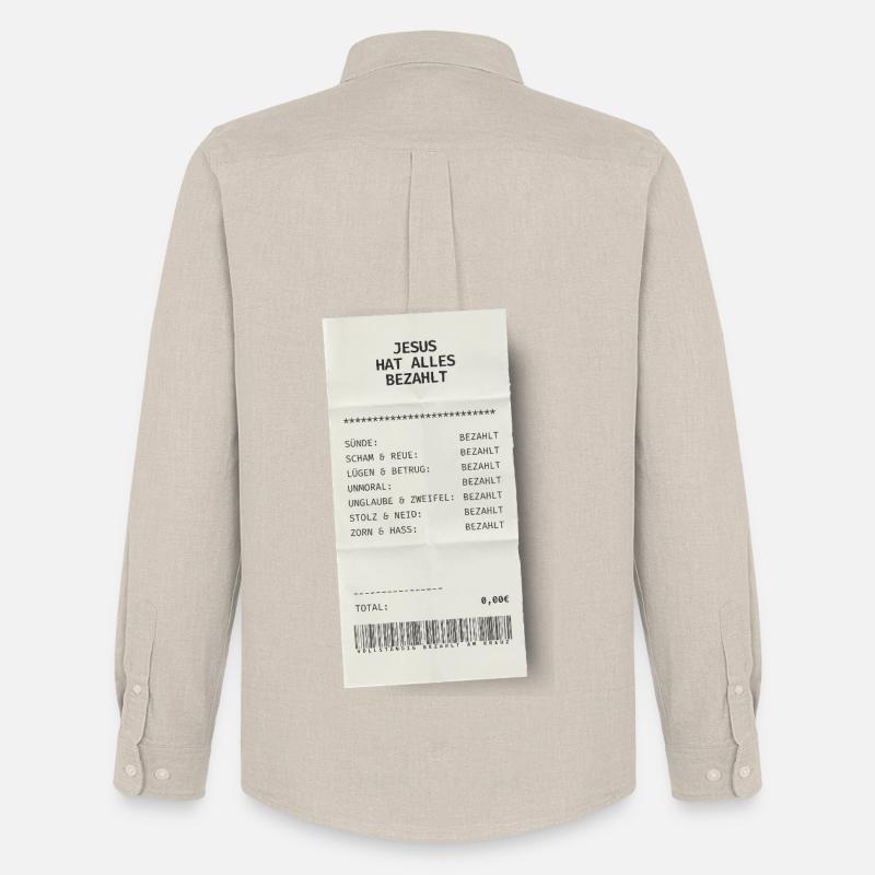 Jesus hat alles bezahlt  - Männer Oxford Hemd von Stanley/Stella - Beige