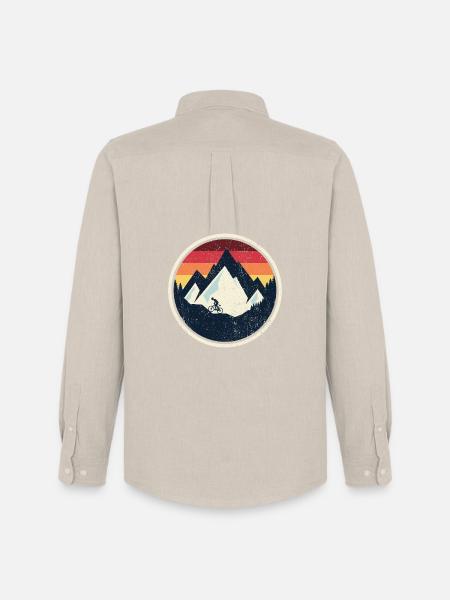 Retro Mountain Bike Sunset - Men's Oxford Shirt by Stanley/Stella - beige