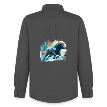 Finance Stocks Taurus Bull Wall Street Gift - Men's Oxford Shirt by Stanley/Stella - anthracite - Back - AI Model Male 185 dark (185cm)