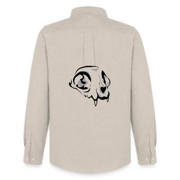Cat Skull - Men's Oxford Shirt by Stanley/Stella - beige - Back - AI Model Male 185 dark (185cm)