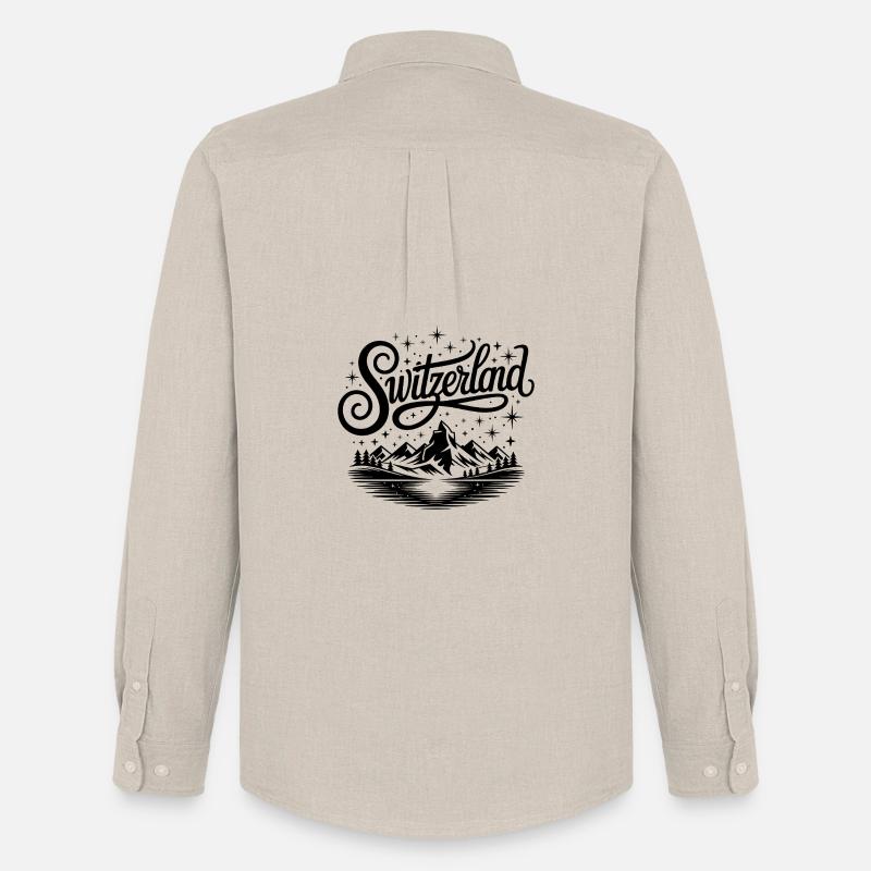 Schweiz - Souvenir Design - Männer Oxford Hemd von Stanley/Stella - Beige