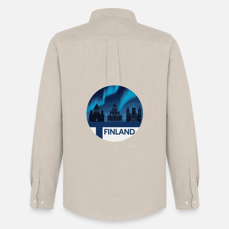 Finnland Aurora Skyline - Männer Oxford Hemd von Stanley/Stella - Beige
