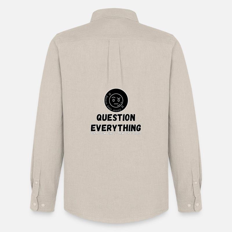 Question Everything - Never Stop Asking - Men's Oxford Shirt by Stanley/Stella - beige