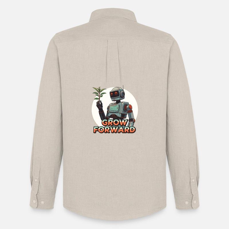 Grow Forward – Retro Sci-Fi Robot - Männer Oxford Hemd von Stanley/Stella - Beige