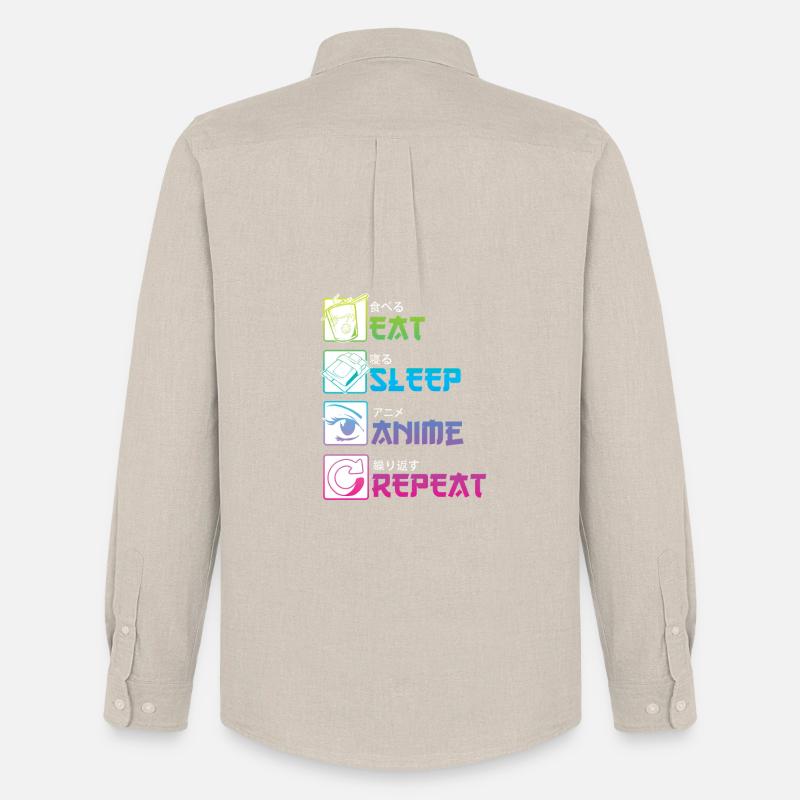 EAT SLEEP ANIME REPEAT - Männer Oxford Hemd von Stanley/Stella - Beige