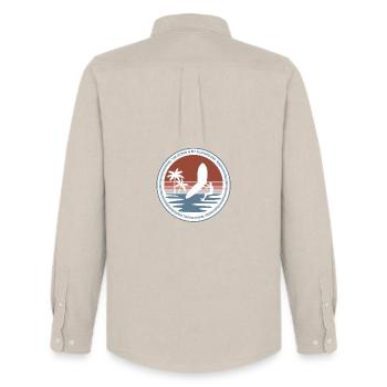 Motif Wingfoil Océan - Chemise Oxford homme Stanley/Stella - beige - Dos - AI Model Male 185 dark (185cm)