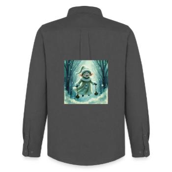Winter Elf with Bells - Men's Oxford Shirt by Stanley/Stella - anthracite - Back - AI Model Male 185 dark (185cm)