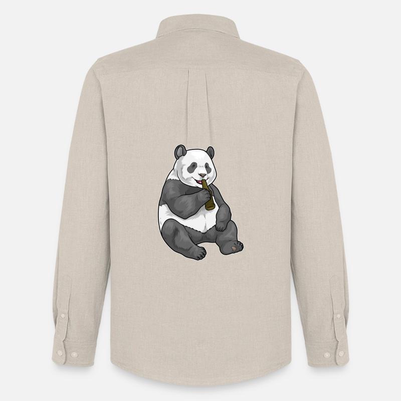 Panda Bier - Männer Oxford Hemd von Stanley/Stella - Beige