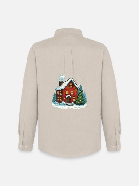 Winter house with lights - Men's Oxford Shirt by Stanley/Stella - beige