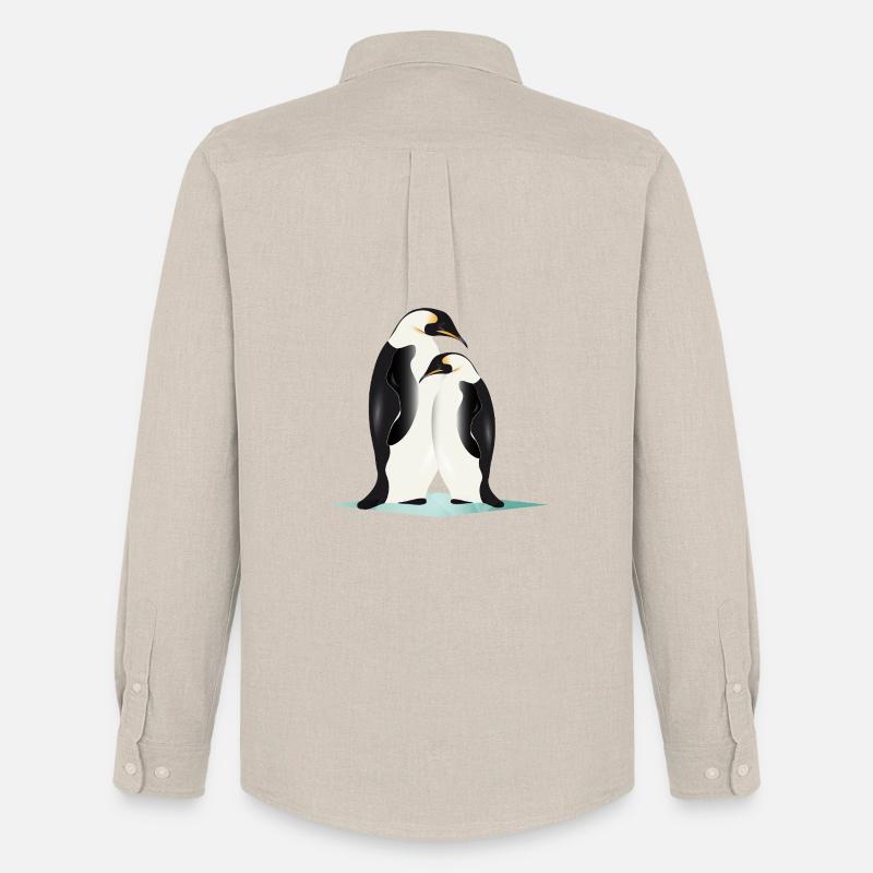 Zwei elegant gezeichnete Pinguine - Männer Oxford Hemd von Stanley/Stella - Beige