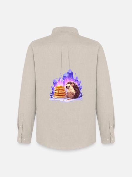 Hedgehog with pancakes and crystals - Men's Oxford Shirt by Stanley/Stella - beige