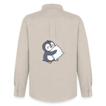 Pastel Cuddly Penguin - Men's Oxford Shirt by Stanley/Stella - beige - Back - AI Model Male 185 dark (185cm)