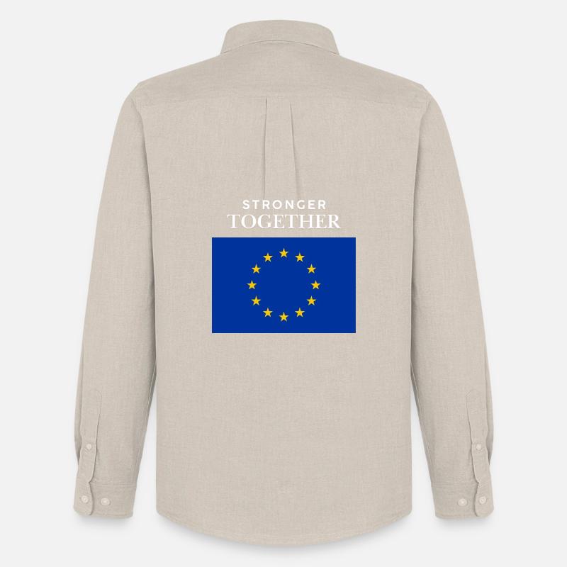 Gemeinsam Stark EU Flagge - Männer Oxford Hemd von Stanley/Stella - Beige