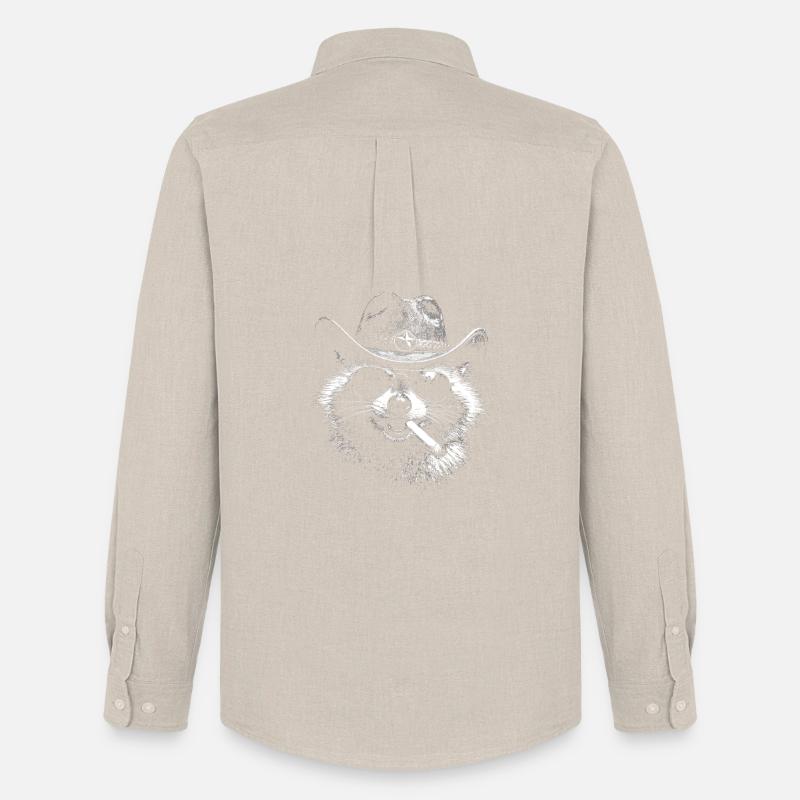 Waschbär Cowboy mit Zigarre - Männer Oxford Hemd von Stanley/Stella - Beige