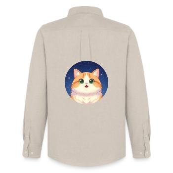 Starry Night Kitten - Men's Oxford Shirt by Stanley/Stella - beige - Back - AI Model Male 185 dark (185cm)