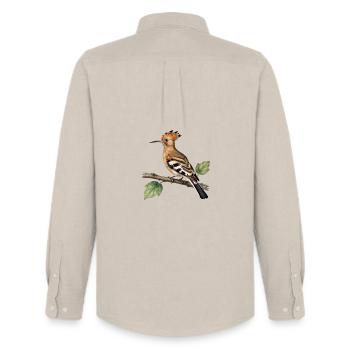 Huppe fasciée sur branche - Chemise Oxford homme Stanley/Stella - beige - Dos - AI Model Male 185 dark (185cm)