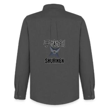Shuriken 手裏剣 – Japanese Ninja Star  - Männer Oxford Hemd von Stanley/Stella - Anthrazit - Hinten - AI Model Male 185 dark (185cm)