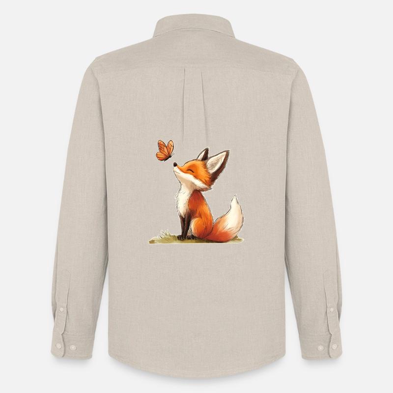 Fuchs mit Schmetterling - Männer Oxford Hemd von Stanley/Stella - Beige