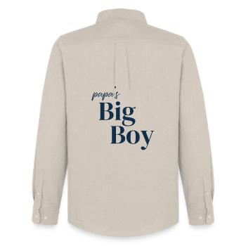 Le grand garçon de papa - Chemise Oxford homme Stanley/Stella - beige - Dos - AI Model Male 185 dark (185cm)