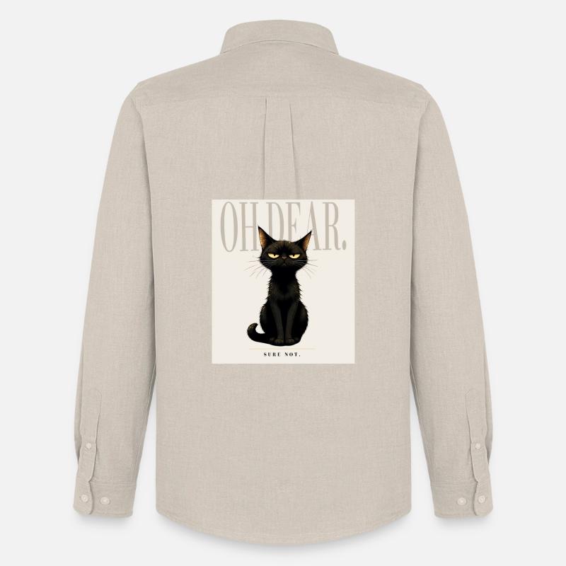 OH DEAR Sarcastic Black Cat Design - Männer Oxford Hemd von Stanley/Stella - Beige