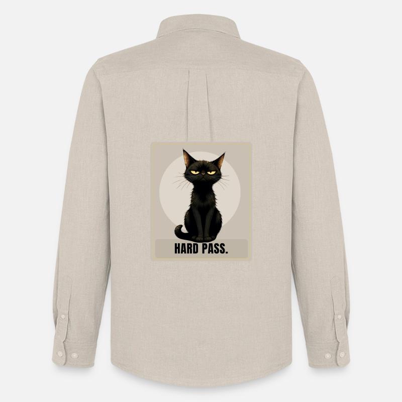 HARD PASS Sarcastic Black Cat Design - Männer Oxford Hemd von Stanley/Stella - Beige