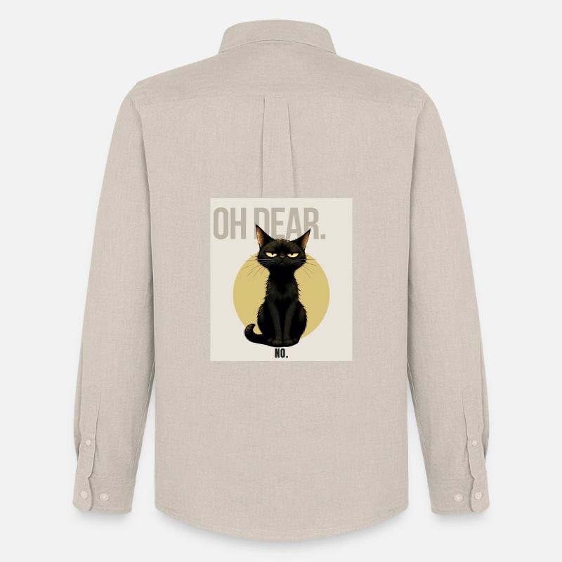 OH DEAR Sarcastic Black Cat Design - Männer Oxford Hemd von Stanley/Stella - Beige