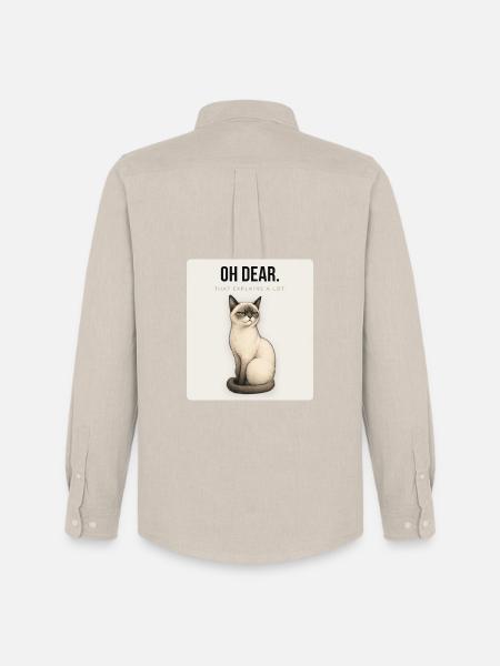 OH DEAR Sarcastic Cat Design - Männer Oxford Hemd von Stanley/Stella - Beige