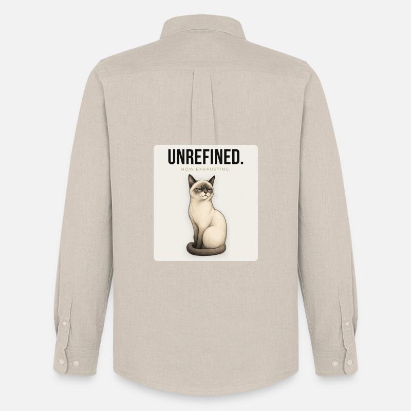 UNREFINED Sarcastic Cat Design - Männer Oxford Hemd von Stanley/Stella - Beige