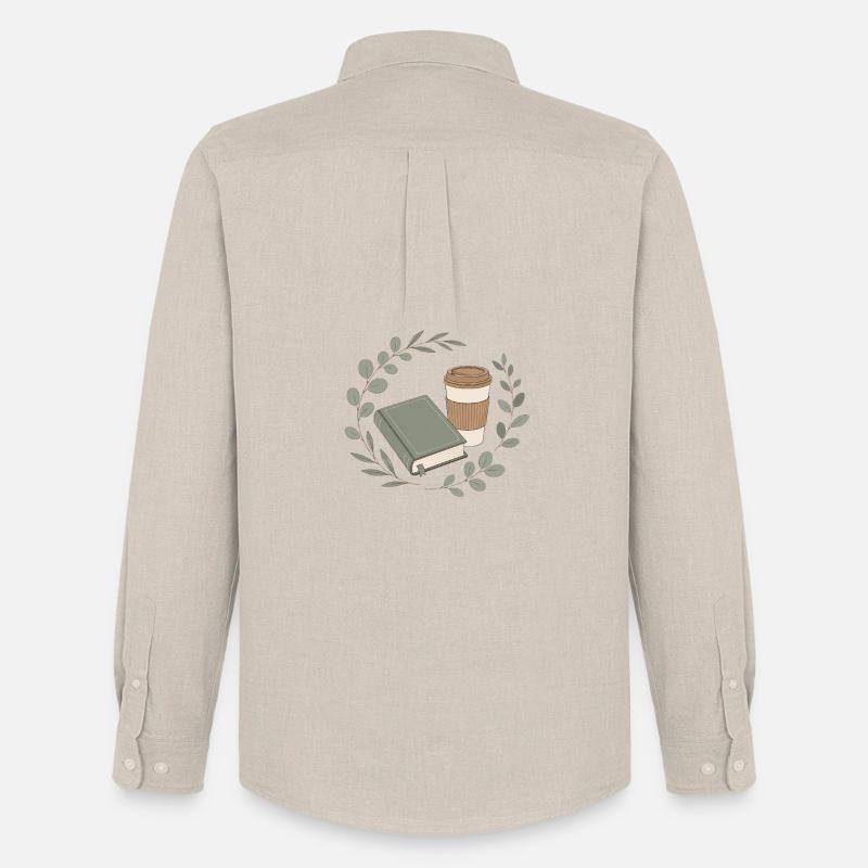 Buchfreundin Kapitel und Kaffee - Männer Oxford Hemd von Stanley/Stella - Beige